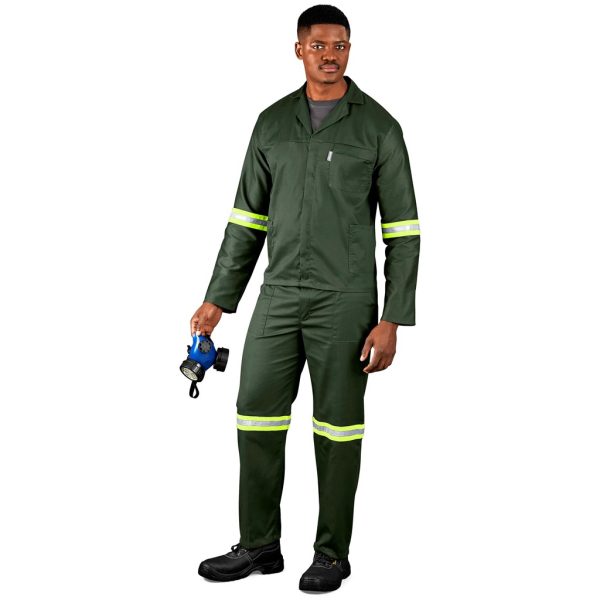 Acid Resistant Polycotton Conti Suit - Reflective Arm & Legs - Yellow Tape - Image 2