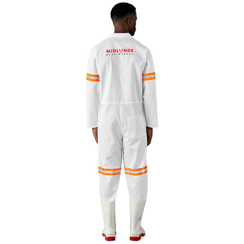 Safety Polycotton Boiler Suit - Reflective Arms & Legs - Orange Tape - Image 4