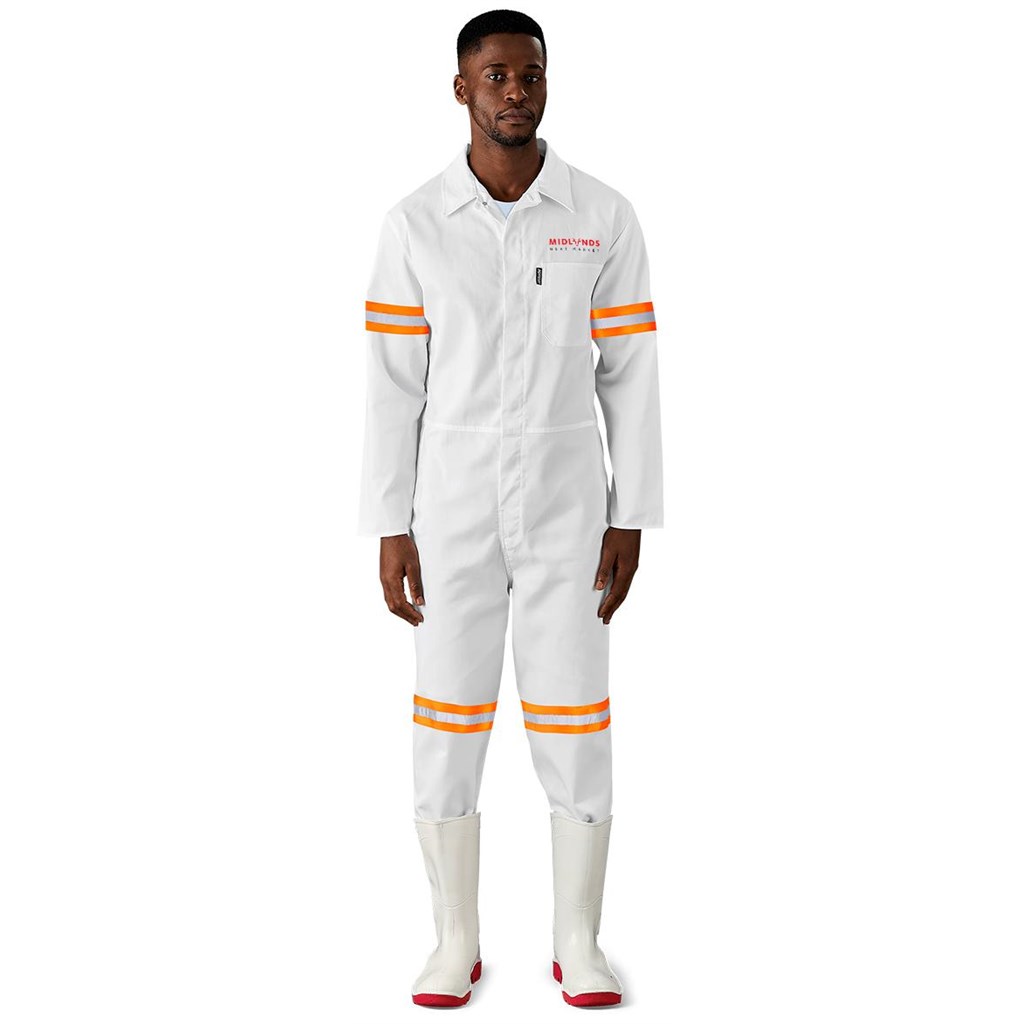Safety Polycotton Boiler Suit - Reflective Arms & Legs - Orange Tape - Image 2