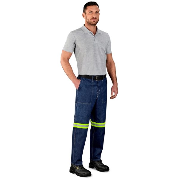 Cast Premium 100% Cotton Denim Pants - Reflective Legs - Yellow Tape - Image 3