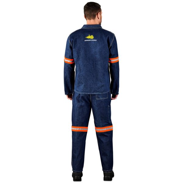 Cast Premium 100% Cotton Denim Pants - Reflective Legs - Orange Tape - Image 5