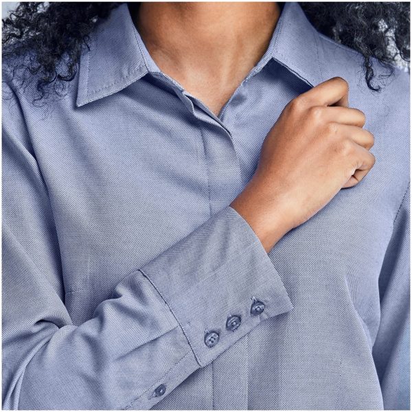Ladies Long Sleeve Wallstreet Shirt - Navy - Image 5