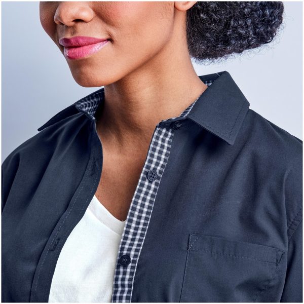 Ladies Long Sleeve Warrington Shirt - Navy - Image 3