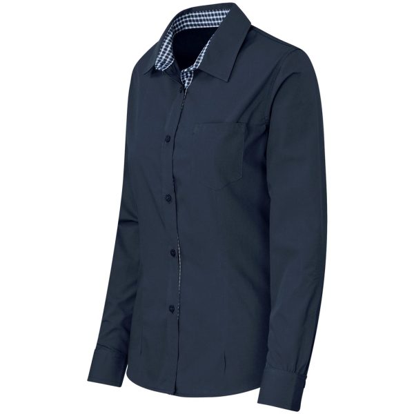 Ladies Long Sleeve Warrington Shirt - Navy - Image 2
