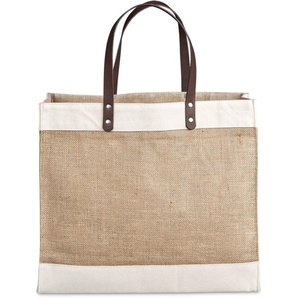 Okiyo Reza Jute & Cotton Tote with Leather Handles - Image 6