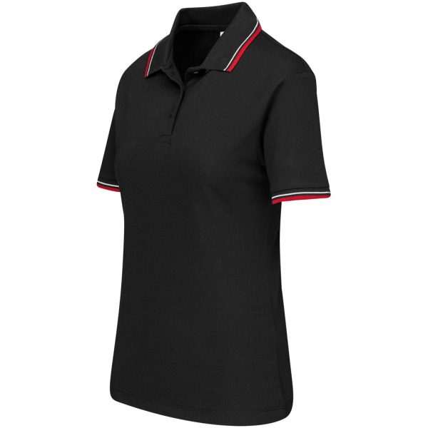 Ladies Cambridge Golf Shirt - Black Red - Image 3
