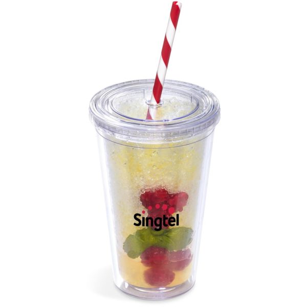 Malibu Double-Wall Plastic Tumbler & Straw - 470ml - Image 3