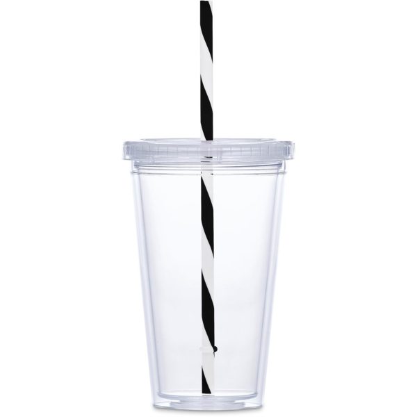 Malibu Double-Wall Plastic Tumbler & Straw - 470ml - Image 4