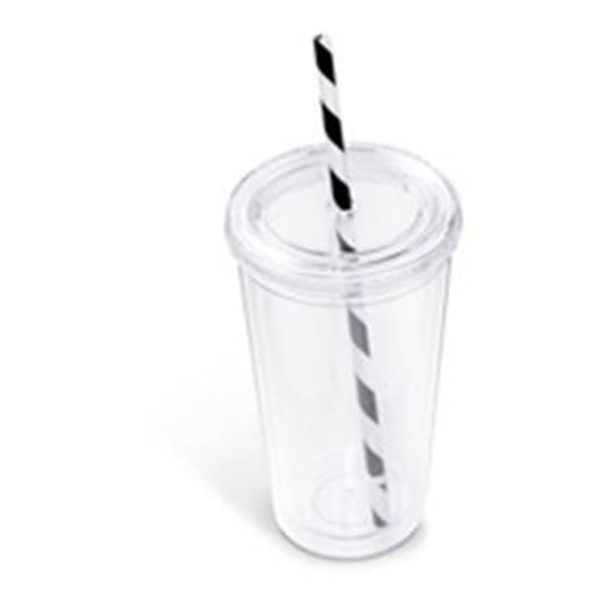 Malibu Double-Wall Plastic Tumbler & Straw - 470ml - Image 2