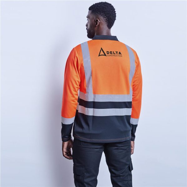 Long Sleeve Surveyor Two-Tone Hi-Viz Golf Shirt - Image 4
