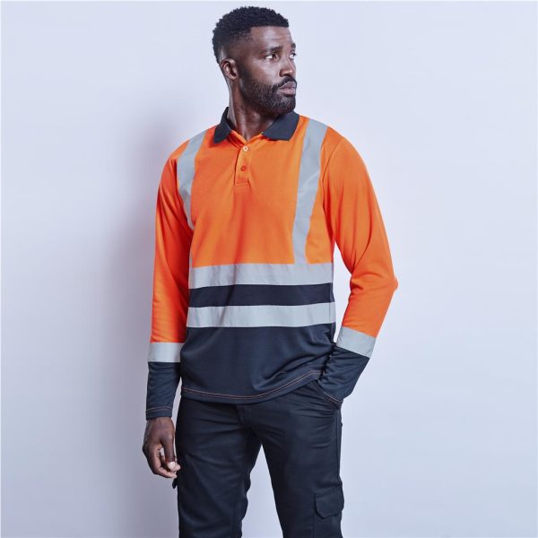 Long Sleeve Surveyor Two-Tone Hi-Viz Golf Shirt - Image 3