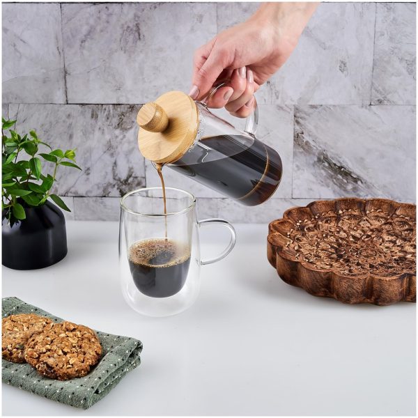 Okiyo Osu Glass & Bamboo Coffee Plunger - 350ml - Image 4