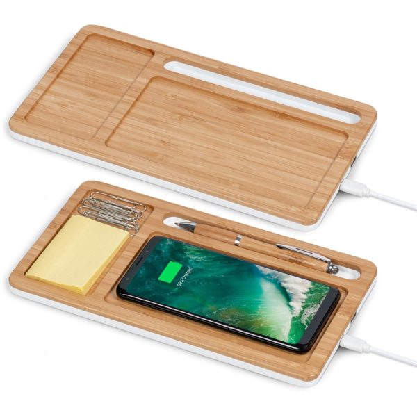 Okiyo Musen Bamboo Wireless Charger Desk Organiser - Image 8