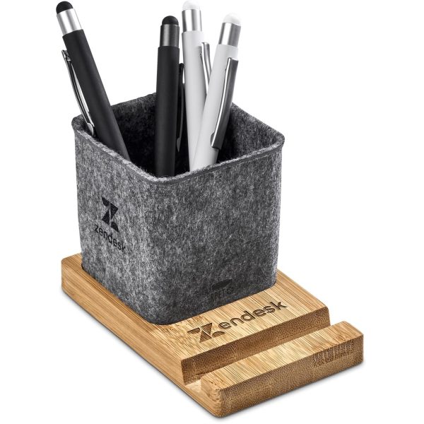 Okiyo Kyadi Recycled PET & Bamboo Desk Caddy Phone Stand - Image 5