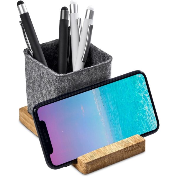 Okiyo Kyadi Recycled PET & Bamboo Desk Caddy Phone Stand - Image 15