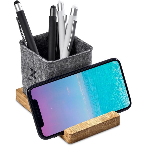 Okiyo Kyadi Recycled PET & Bamboo Desk Caddy Phone Stand - Image 10