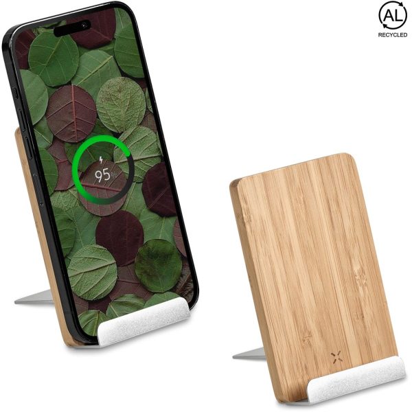 Okiyo Hakka Bamboo & Recycled Aluminium Wireless Charging Phone Stand - Image 8