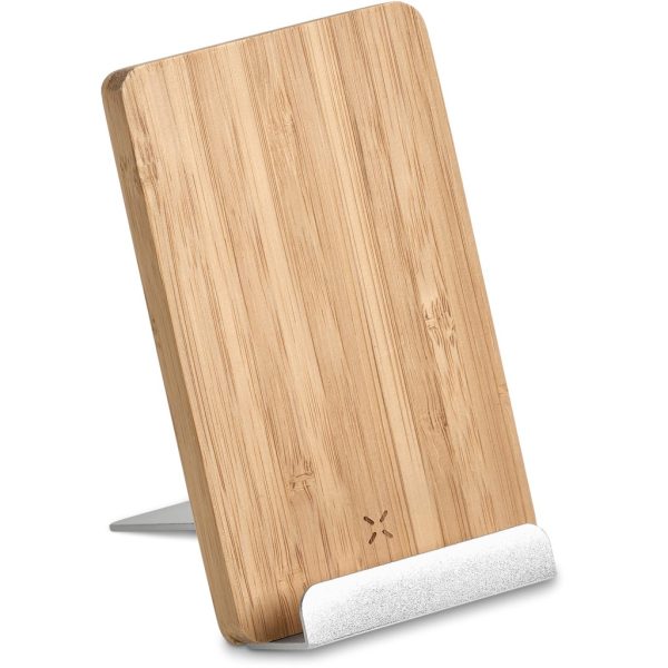 Okiyo Hakka Bamboo & Recycled Aluminium Wireless Charging Phone Stand - Image 2