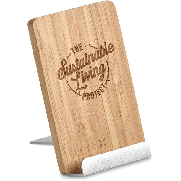 Okiyo Hakka Bamboo & Recycled Aluminium Wireless Charging Phone Stand - Image 9