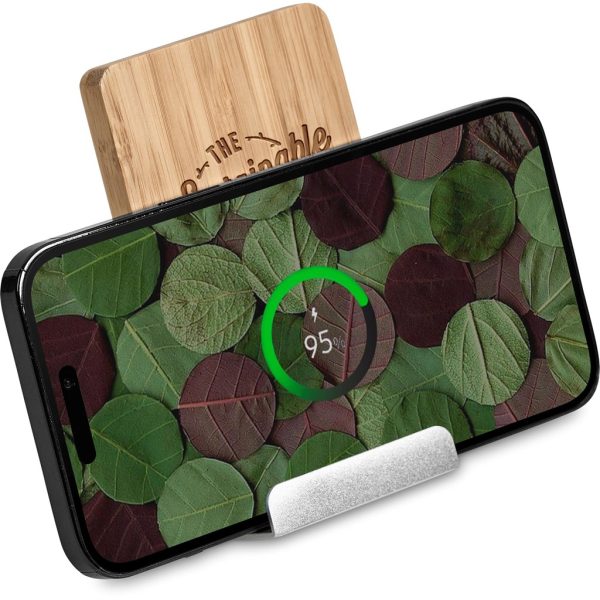 Okiyo Hakka Bamboo & Recycled Aluminium Wireless Charging Phone Stand - Image 5