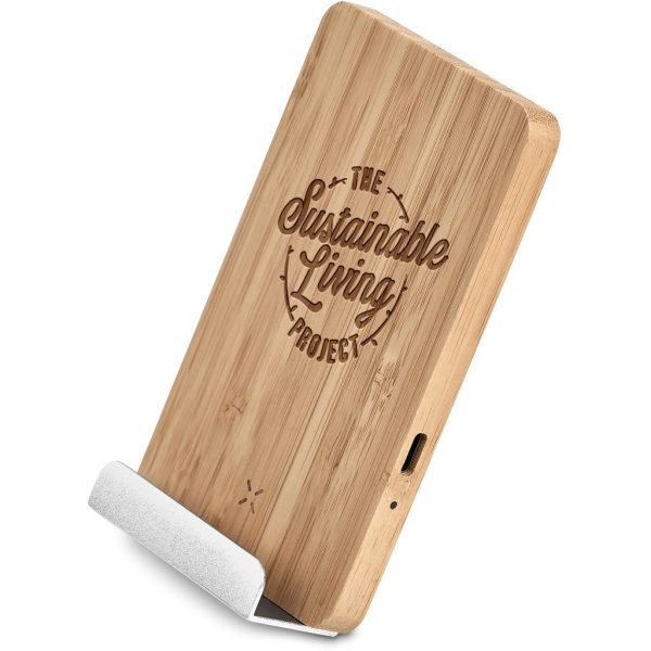 Okiyo Hakka Bamboo & Recycled Aluminium Wireless Charging Phone Stand - Image 12