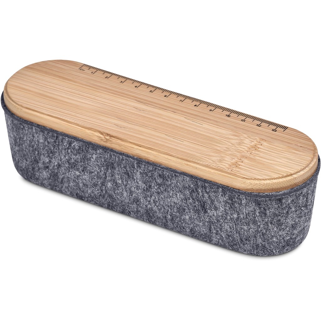 Okiyo Byoga Recycled PET Felt & Bamboo Stationery Case - Image 6