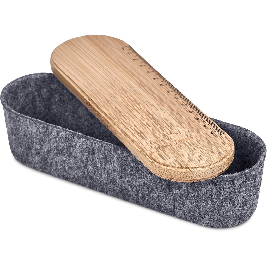 Okiyo Byoga Recycled PET Felt & Bamboo Stationery Case - Image 2