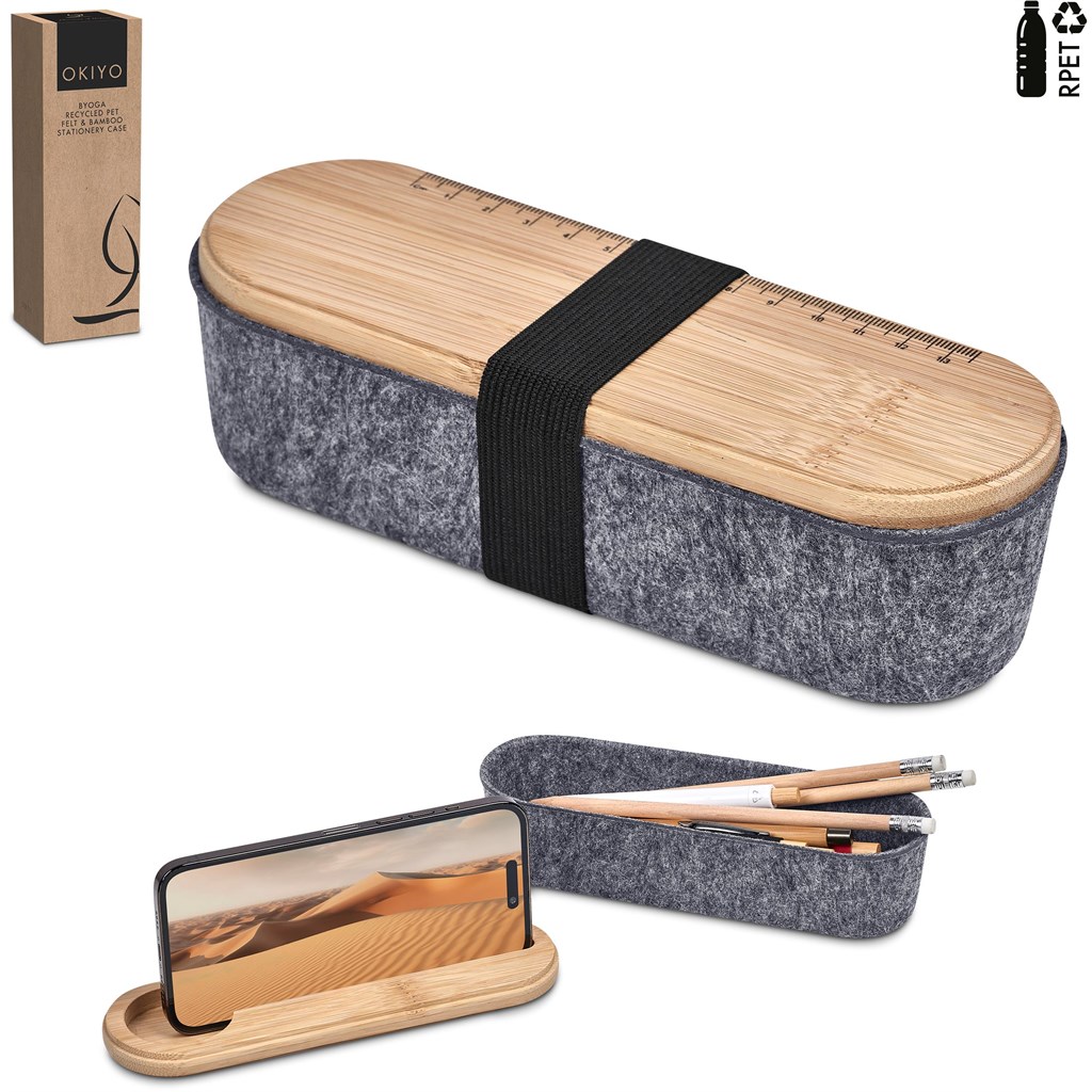 Okiyo Byoga Recycled PET Felt & Bamboo Stationery Case - Image 18