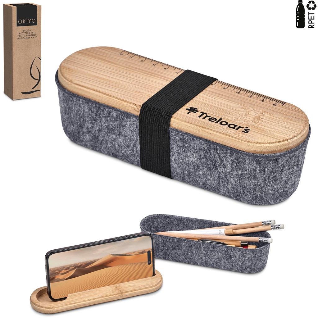 Okiyo Byoga Recycled PET Felt & Bamboo Stationery Case - Image 12