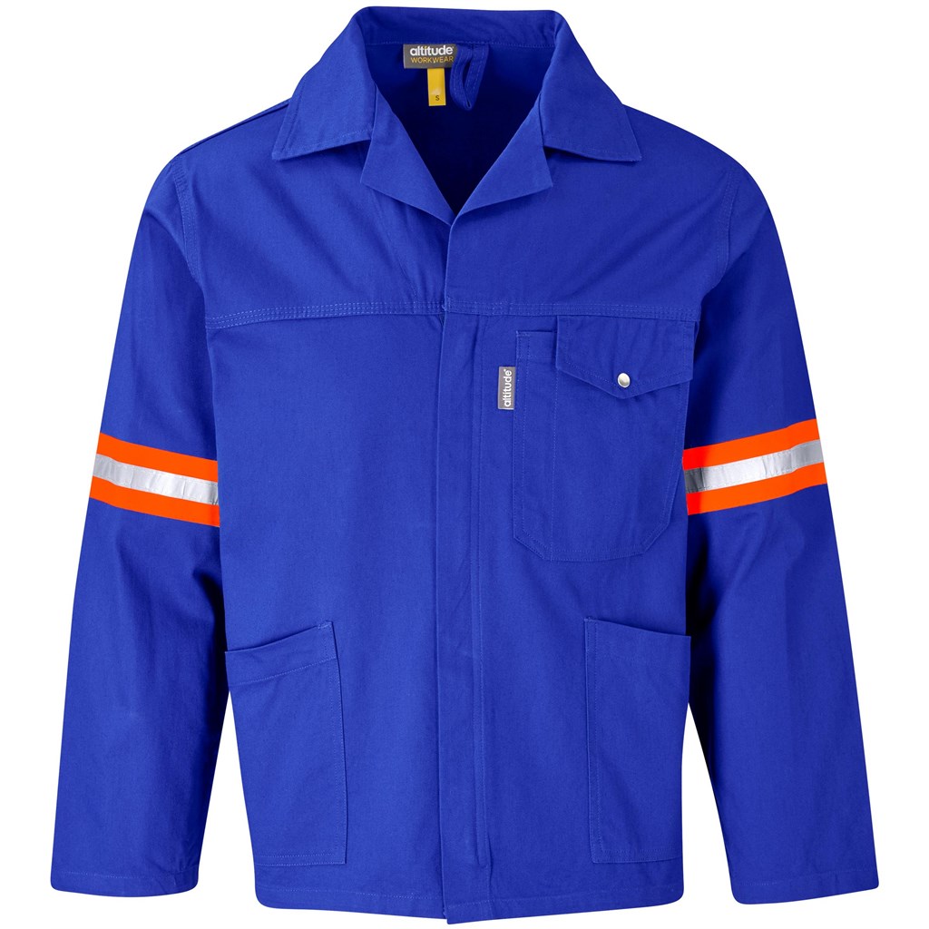Artisan Premium 100% Cotton Jacket - Reflective Arms - Orange Tape - Royal Blue