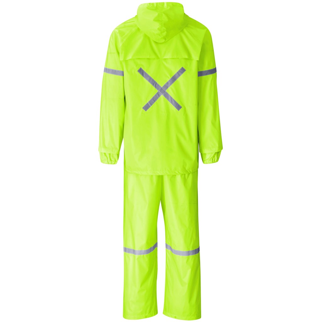 Outdoor Hi-Viz Reflective Polyester/PVC Rainsuit - Lime - Image 3