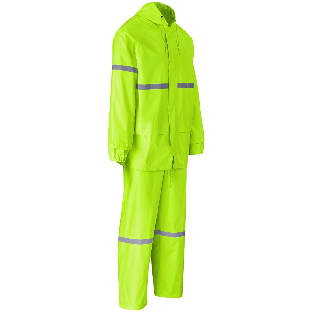 Outdoor Hi-Viz Reflective Polyester/PVC Rainsuit - Lime - Image 4