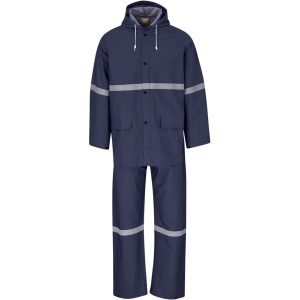 Light Duty Tornado  Hi-Viz Reflective  Rubberised Rainsuit - Navy