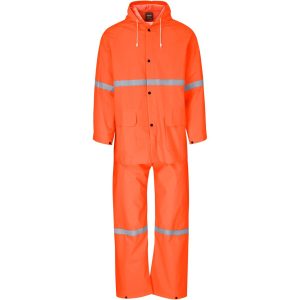 Light Duty Tornado  Hi-Viz Reflective  Rubberised Rainsuit - Orange