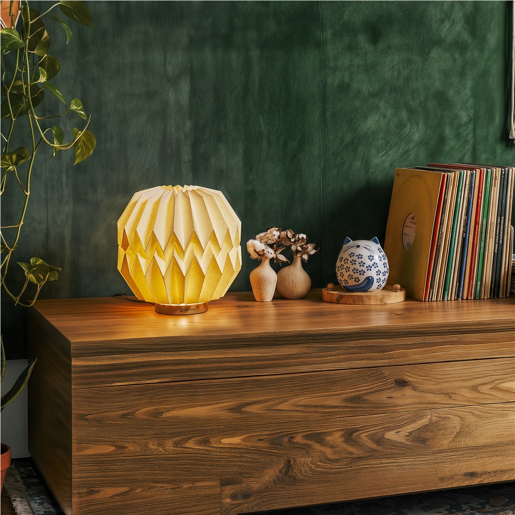 Okiyo Kosuke Wood & Paper LED Lamp - Image 2