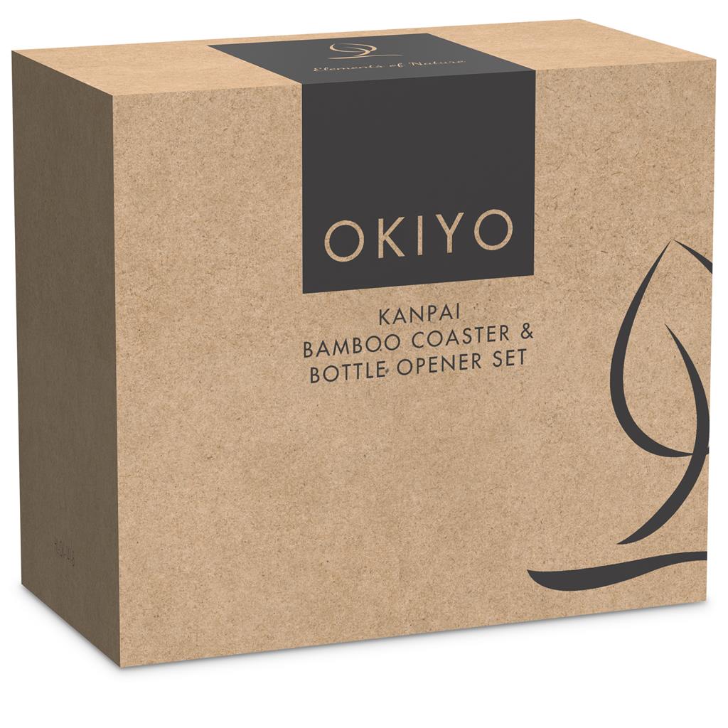 Okiyo Kanpai Bamboo Coaster & Bottle Opener Set - Image 15