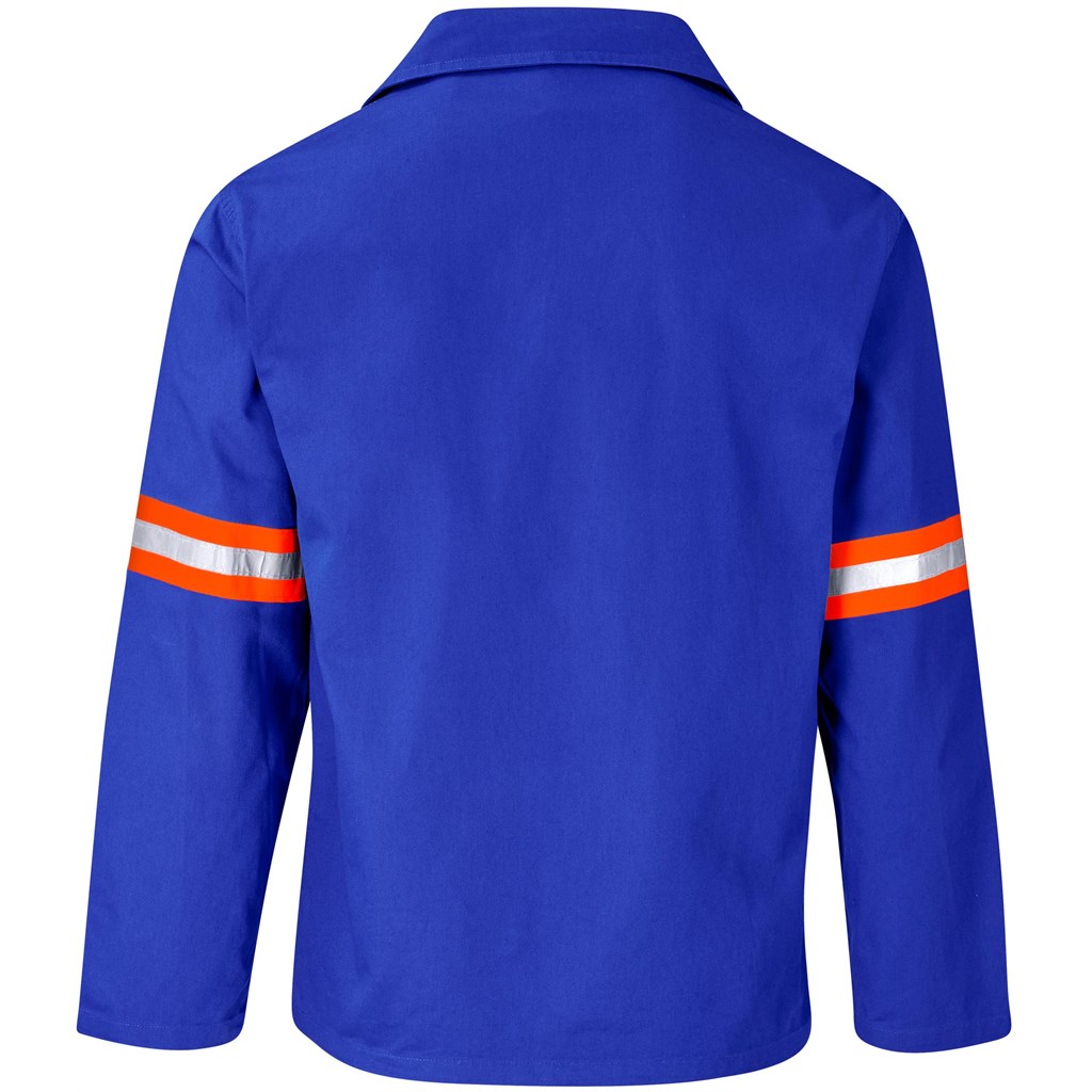 Artisan Premium 100% Cotton Jacket - Reflective Arms - Orange Tape - Royal Blue - Image 3